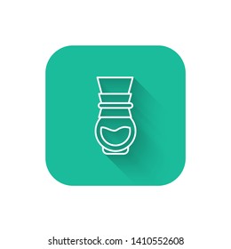 Square flat turquoise illustration with long shadow Brew coffee in chemex