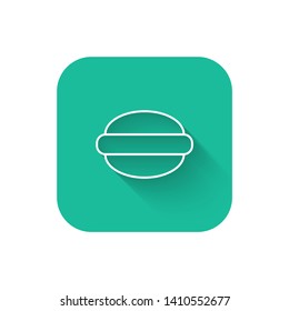 Square flat turquoise illustration with long shadow Tasty macaroon icon
