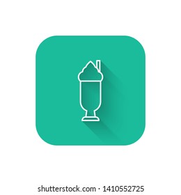 Square flat turquoise illustration with long shadow Glass of coffee cocktail