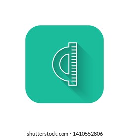 Square flat turquoise illustration with long shadow The ruler icon. Ruler symbol