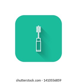 Square flat turquoise illustration with long shadow Mascara brush vector icon