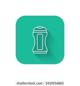 Square flat turquoise illustration with long shadow Shower Gel, Liquid Soap, Lotion, Cream, Shampoo, Bath Foam. Vector icon.
