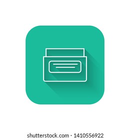 Square flat turquoise illustration with long shadow Cosmetic cream icon vector. Face cream