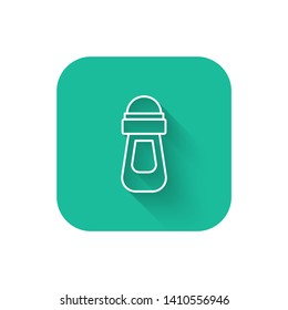 Square flat turquoise illustration with long shadow Deodorant vector icon. Cosmetic concept