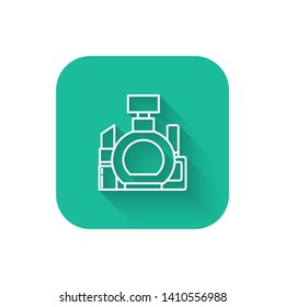Square flat turquoise illustration with long shadow Cosmetic vector icons. Make up symbol