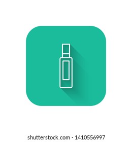 Square flat turquoise illustration with long shadow Shower Gel, Liquid Soap, Lotion, Cream, Shampoo, Bath Foam. Vector icon.