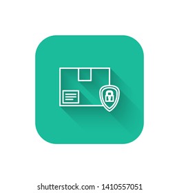 Square flat turquoise illustration with long shadow Secure delivery box