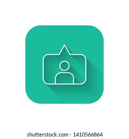 Square flat turquoise illustration with long shadow Subscribe icon symbol