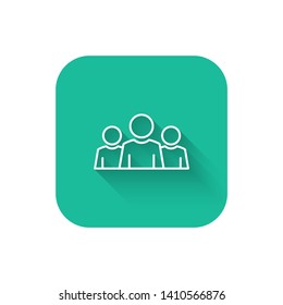 Square flat turquoise illustration with long shadow Interaction vector icon. Social media symbol