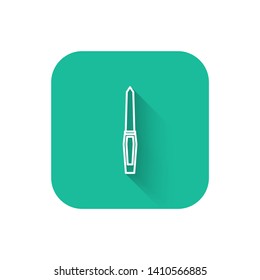 Square flat turquoise illustration with long shadow Nail file icon, manicure tools, manicure supplies