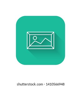 Square flat turquoise illustration with long shadow Premium picture icon. Pictogram for infographic, web design
