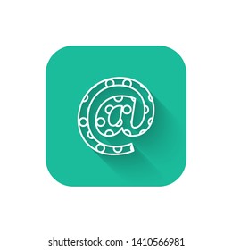Square flat turquoise illustration with long shadow Post Office Icon