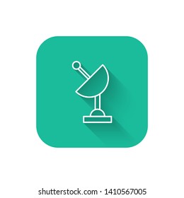 Square flat turquoise illustration with long shadow Satellite vector icon
