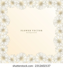 Square floral background with golden marigold flowers. Gradient background, floral frame for text, photos, covers, cards, invitations and designs