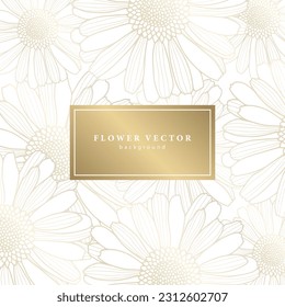 Fondo floral cuadrado con flores doradas. Fondo degradado, marco floral para texto, fotos, cubiertas, tarjetas, invitaciones y diseños