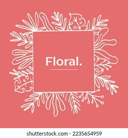 Square floral copy space for wedding and romantic frame design. Vintage flower hand drawn illustration design