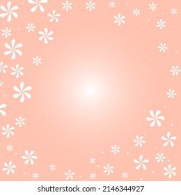 Square floral frame. Vector card template with flowers on pink gradient background. Card flowers template. 