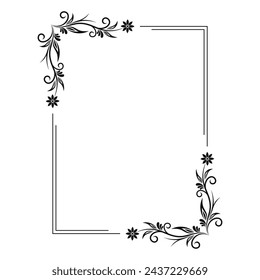 Square floral frame. Wedding invitation frame vector ilustration