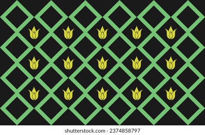 Square and floral line pattern