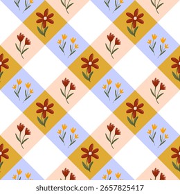 Quadratische florale Natur nahtloses Muster Tapete und Hintergrund