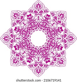 square floral pattern that has purple color. circle in the middle