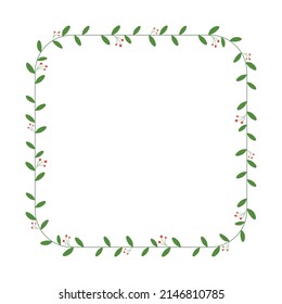 Square floral wreath frame. For greeting card, wedding , birthday card, invitation, Easter decor. Vector illustration.