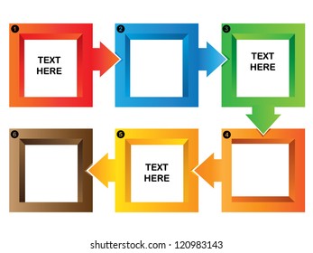 square flow chart, presentation template, process diagram