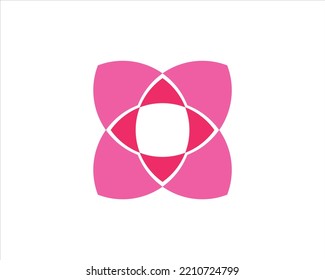 Viereckiges Logo mit acht Blütenblättern.