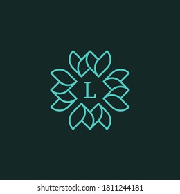 square flower logo with the letter L in the middle. editable and easy to custom
