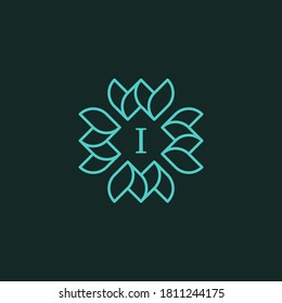 logotipo de flor cuadrada con la letra que estoy en el medio. editable y fácil de personalizar