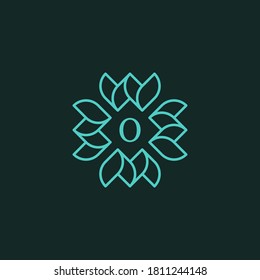 square flower logo with the letter O in the middle. editable and easy to custom