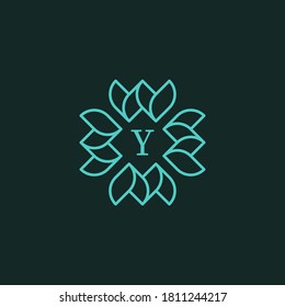 square flower logo with the letter Y in the middle. editable and easy to custom