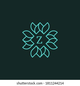 square flower logo with the letter Z in the middle. editable and easy to custom