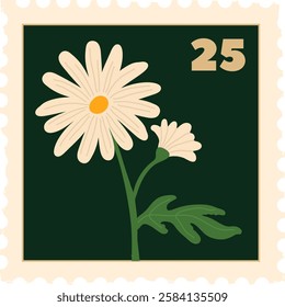 Square Flower Postmark Vector Illustration