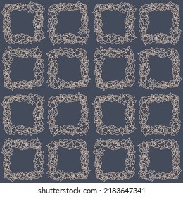 Square with flowers dark color seamless pattern for design