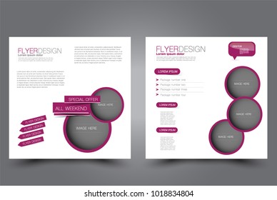 Square flyer design. A cover for brochure.  Website or advertisement banner template. Vector illustration. Red color.