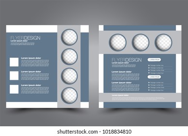 Square flyer design. A cover for brochure.  Website or advertisement banner template. Vector illustration. Grey color.