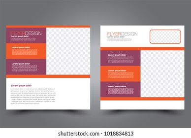 Square flyer design. A cover for brochure.  Website or advertisement banner template. Vector illustration. Red and orange color.