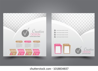 Square flyer design. A cover for brochure.  Website or advertisement banner template. Vector illustration. Pink and brown color.