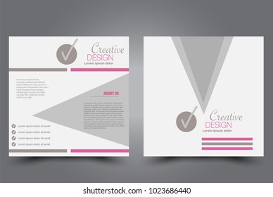 Square flyer design. A cover for brochure.  Website or advertisement banner template. Vector illustration. Pink color.