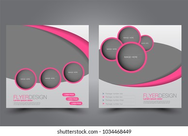 Square flyer design. A cover for brochure.  Website or advertisement banner template. Vector illustration. Pink color.