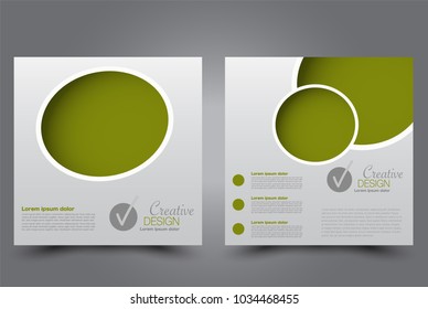 Square flyer design. A cover for brochure.  Website or advertisement banner template. Vector illustration. Green color.