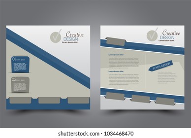 Square flyer design. A cover for brochure.  Website or advertisement banner template. Vector illustration. Blue color.