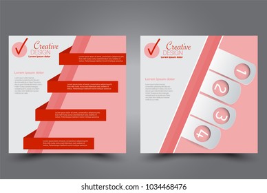 Square flyer design. A cover for brochure.  Website or advertisement banner template. Vector illustration. Red color