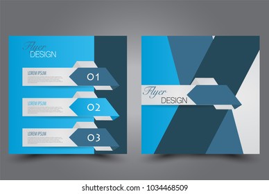 Square flyer design. A cover for brochure.  Website or advertisement banner template. Vector illustration. Blue color.