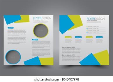 Square flyer design. A cover for brochure.  Website or advertisement banner template. Vector illustration. Blue and green color.