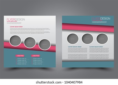 Square flyer design. A cover for brochure.  Website or advertisement banner template. Vector illustration. Green and pink color.