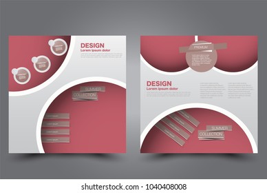 Square flyer design. A cover for brochure.  Website or advertisement banner template. Vector illustration. Red color.
