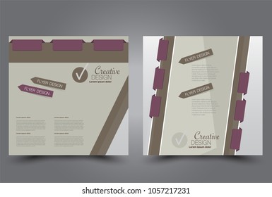 Square flyer design. A cover for brochure.  Website or advertisement banner template. Vector illustration. Brown color.