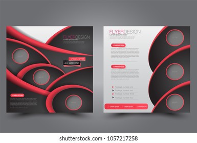 Square flyer design. A cover for brochure.  Website or advertisement banner template. Vector illustration. Black and red color.